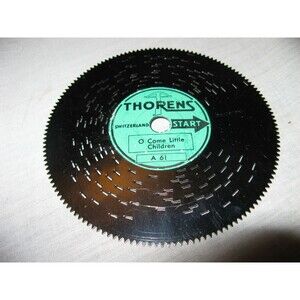 Thorens Switzerland Music Box 4.5" Metal Disc O Come Little Children A61